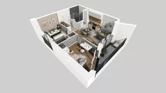 3 pokoje, mieszkanie 44,73 m², piętro 2, oferta nr B/14, Osiedle przy Wielickiej etap 1.2, Kraków, Bieżanów-Prokocim, ul. M. Orwid