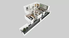 3 pokoje, mieszkanie 54,95 m², piętro 1, oferta nr B/124, Osiedle przy Wielickiej etap 1.2, Kraków, Bieżanów-Prokocim, ul. M. Orwid