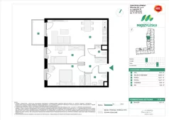3 pokoje, mieszkanie 57,88 m², piętro 5, oferta nr A/52, Osiedle Międzyleska 3, Wrocław, Tarnogaj, Krzyki, ul. Międzyleska