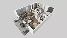 3 pokoje, mieszkanie 59,69 m², piętro 2, oferta nr A/8, Międzyleska 4, Wrocław, Tarnogaj, Krzyki, ul. Międzyleska