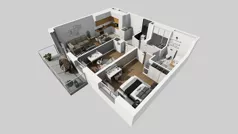 3 pokoje, mieszkanie 64,59 m², piętro 2, oferta nr A/77, Międzyleska 4, Wrocław, Tarnogaj, Krzyki, ul. Międzyleska