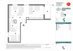 3 pokoje, mieszkanie 59,58 m², piętro 1, oferta nr H/8, Apartamenty Myśliborska Park, Warszawa, Białołęka, Żerań, ul. Myśliborska 11