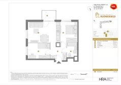 3 pokoje, mieszkanie 52,34 m², piętro 1, oferta nr C/6, Apartamenty Rudnickiego, Warszawa, Bielany, Piaski, ul. Rudnickiego 7