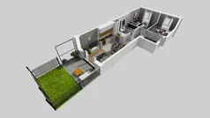 3 pokoje, mieszkanie 49,65 m², parter, oferta nr F/1, Osiedle Urbino 4.3, Warszawa, Włochy, Raków, ul. Szybka