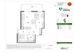 3 pokoje, mieszkanie 59,65 m², piętro 1, oferta nr F/9, Osiedle Urbino 4.3, Warszawa, Włochy, Raków, ul. Szybka