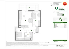 3 pokoje, mieszkanie 59,65 m², piętro 2, oferta nr F/14, Osiedle Urbino 4.3, Warszawa, Włochy, Raków, ul. Szybka