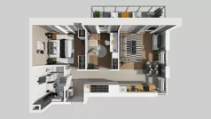 3 pokoje, mieszkanie 59,62 m², piętro 4, oferta nr F/25, Osiedle Urbino 4.3, Warszawa, Włochy, Raków, ul. Szybka