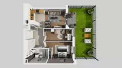 3 pokoje, mieszkanie 57,57 m², piętro 1, oferta nr E/38, Osiedle Urbino 4.3, Warszawa, Włochy, Raków, ul. Szybka