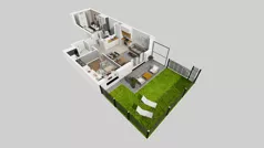 3 pokoje, mieszkanie 59,73 m², parter, oferta nr F/34, Osiedle Urbino 4.3, Warszawa, Włochy, Raków, ul. Szybka