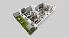 4 pokoje, mieszkanie 74,31 m², parter, oferta nr E/1, Osiedle Urbino 4.3, Warszawa, Włochy, Raków, ul. Szybka