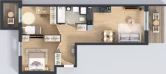 3 pokoje, mieszkanie 59,76 m², piętro 1, oferta nr E/151, Apartamenty Literacka bud. E i F, Warszawa, Bielany, Piaski, ul. Literacka