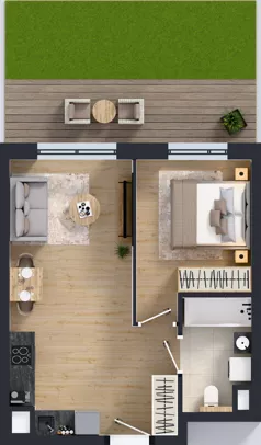 2 pokoje, mieszkanie 37,29 m², piętro 2, oferta nr E/87, Apartamenty Literacka bud. E i F, Warszawa, Bielany, Piaski, ul. Literacka