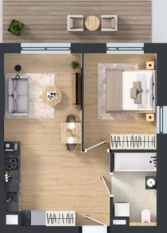 2 pokoje, mieszkanie 40,01 m², piętro 3, oferta nr F/79, Apartamenty Literacka bud. E i F, Warszawa, Bielany, Piaski, ul. Literacka