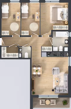 4 pokoje, mieszkanie 76,90 m², piętro 2, oferta nr M/7, Wille Biskupin etap 1.3, Wrocław, Biskupin-Sępolno-Dąbie-Bartoszowice, Śródmieście, ul. Braci Gierymskich
