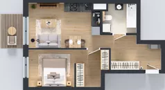 2 pokoje, mieszkanie 43,57 m², piętro 2, oferta nr B/42, Bokserska 71 etap 2.2, Warszawa, Ursynów, Wyczółki, ul. Bokserska 71