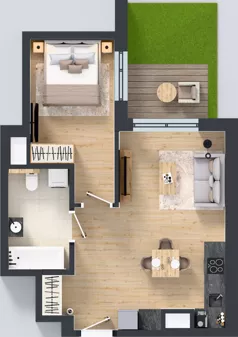 2 pokoje, mieszkanie 42,48 m², parter, oferta nr C/33, Bokserska 71 etap 2.2, Warszawa, Ursynów, Wyczółki, ul. Bokserska 71