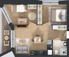 3 pokoje, mieszkanie 44,72 m², piętro 1, oferta nr B/7, Osiedle przy Wielickiej etap 1.2, Kraków, Bieżanów-Prokocim, ul. M. Orwid