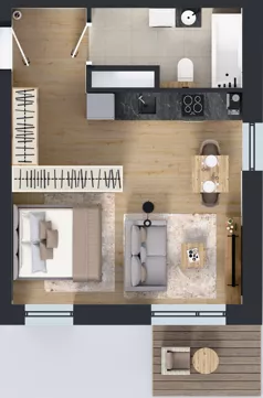 1 pokój, mieszkanie 33,93 m², piętro 2, oferta nr B/9, Osiedle przy Wielickiej etap 1.2, Kraków, Bieżanów-Prokocim, ul. M. Orwid
