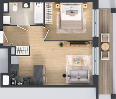 2 pokoje, mieszkanie 39,28 m², piętro 1, oferta nr B/45, Osiedle przy Wielickiej etap 1.2, Kraków, Bieżanów-Prokocim, ul. M. Orwid