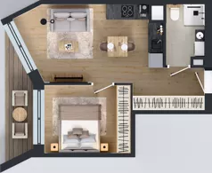 2 pokoje, mieszkanie 37,31 m², piętro 1, oferta nr B/49, Osiedle przy Wielickiej etap 1.2, Kraków, Bieżanów-Prokocim, ul. M. Orwid