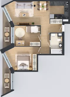 3 pokoje, mieszkanie 62,28 m², piętro 2, oferta nr B/50, Osiedle przy Wielickiej etap 1.2, Kraków, Bieżanów-Prokocim, ul. M. Orwid