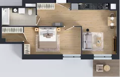 2 pokoje, mieszkanie 46,92 m², piętro 1, oferta nr B/83, Osiedle przy Wielickiej etap 1.2, Kraków, Bieżanów-Prokocim, ul. M. Orwid