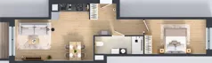 2 pokoje, mieszkanie 48,83 m², piętro 1, oferta nr B/84, Osiedle przy Wielickiej etap 1.2, Kraków, Bieżanów-Prokocim, ul. M. Orwid