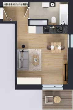 1 pokój, mieszkanie 29,23 m², piętro 4, oferta nr B/100, Osiedle przy Wielickiej etap 1.2, Kraków, Bieżanów-Prokocim, ul. M. Orwid