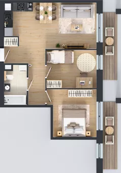 3 pokoje, mieszkanie 54,99 m², piętro 2, oferta nr B/132, Osiedle przy Wielickiej etap 1.2, Kraków, Bieżanów-Prokocim, ul. M. Orwid