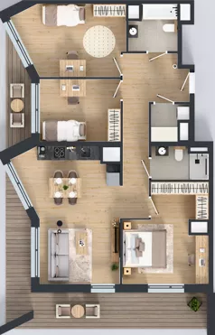 4 pokoje, mieszkanie 90,21 m², piętro 6, oferta nr B/156, Osiedle przy Wielickiej etap 1.2, Kraków, Bieżanów-Prokocim, ul. M. Orwid