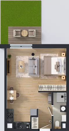 1 pokój, mieszkanie 37,80 m², parter, oferta nr D/8, Osiedle Wilno 8.1.2, Warszawa, Targówek, Elsnerów, ul. Bukowiecka