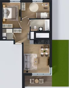 3 pokoje, mieszkanie 52,40 m², parter, oferta nr D/49, Osiedle Wilno 8.1.2, Warszawa, Targówek, Elsnerów, ul. Bukowiecka