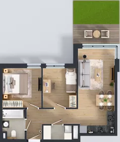 3 pokoje, mieszkanie 52,71 m², parter, oferta nr D/50, Osiedle Wilno 8.1.2, Warszawa, Targówek, Elsnerów, ul. Bukowiecka