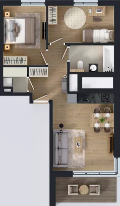 3 pokoje, mieszkanie 52,42 m², piętro 1, oferta nr D/64, Osiedle Wilno 8.1.2, Warszawa, Targówek, Elsnerów, ul. Bukowiecka