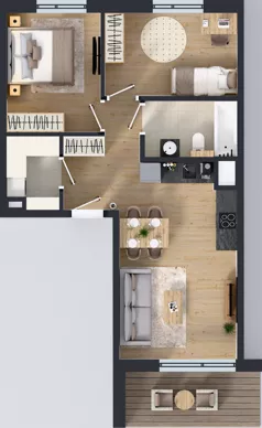 3 pokoje, mieszkanie 54,22 m², piętro 1, oferta nr B/8, Osiedle Wilno 8.1.2, Warszawa, Targówek, Elsnerów, ul. Bukowiecka