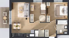 3 pokoje, mieszkanie 53,24 m², piętro 3, oferta nr B/17, Osiedle Wilno 8.1.2, Warszawa, Targówek, Elsnerów, ul. Bukowiecka