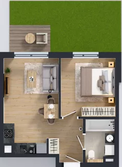 2 pokoje, mieszkanie 35,59 m², piętro 1, oferta nr D/15, Osiedle Wilno 8.1.2, Warszawa, Targówek, Elsnerów, ul. Bukowiecka