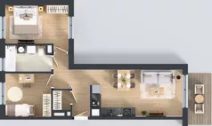 3 pokoje, mieszkanie 56,00 m², piętro 1, oferta nr B/22, Osiedle Wilno 8.1.2, Warszawa, Targówek, Elsnerów, ul. Bukowiecka
