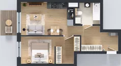 2 pokoje, mieszkanie 43,57 m², piętro 1, oferta nr D/37, Bokserska 71 etap 2.3, Warszawa, Ursynów, Wyczółki, ul. Bokserska