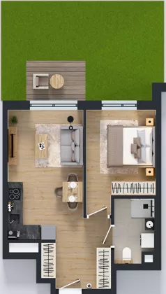 2 pokoje, mieszkanie 39,74 m², piętro 2, oferta nr E/11, Bokserska 71 etap 2.3, Warszawa, Ursynów, Wyczółki, ul. Bokserska