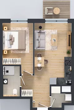 2 pokoje, mieszkanie 39,72 m², piętro 1, oferta nr E/6, Bokserska 71 etap 2.3, Warszawa, Ursynów, Wyczółki, ul. Bokserska