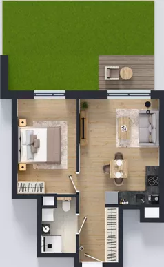 2 pokoje, mieszkanie 38,20 m², piętro 1, oferta nr E/37, Bokserska 71 etap 2.3, Warszawa, Ursynów, Wyczółki, ul. Bokserska