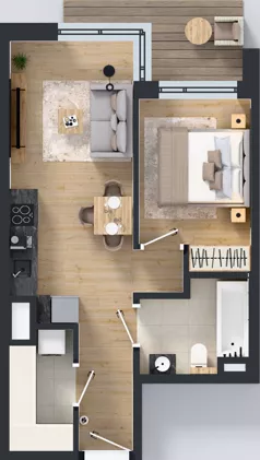 2 pokoje, mieszkanie 38,66 m², piętro 2, oferta nr A/216, Apartamenty Metro Wilanowska, Warszawa, Mokotów, Ksawerów, ul. Pejzażowa 26