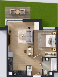 2 pokoje, mieszkanie 37,80 m², piętro 1, oferta nr J/8, Apartamenty Myśliborska Park, Warszawa, Białołęka, Żerań, ul. Myśliborska 11