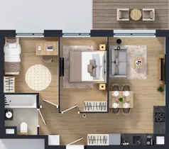 3 pokoje, mieszkanie 46,28 m², piętro 1, oferta nr H/13, Apartamenty Myśliborska Park, Warszawa, Białołęka, Żerań, ul. Myśliborska 11