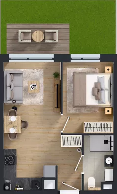 2 pokoje, mieszkanie 34,57 m², parter, oferta nr J/52, Apartamenty Myśliborska Park, Warszawa, Białołęka, Żerań, ul. Myśliborska 11
