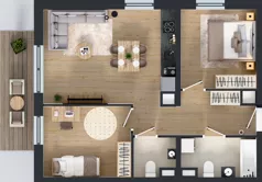 3 pokoje, mieszkanie 59,69 m², piętro 1, oferta nr A/5, Międzyleska 4, Wrocław, Tarnogaj, Krzyki, ul. Międzyleska