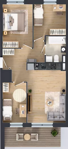 4 pokoje, mieszkanie 60,96 m², piętro 2, oferta nr A/6, Międzyleska 4, Wrocław, Tarnogaj, Krzyki, ul. Międzyleska