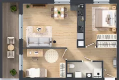 3 pokoje, mieszkanie 58,29 m², piętro 1, oferta nr A/27, Osiedle Wilno 9.2, Warszawa, Targówek, Elsnerów, ul. Rudnicka