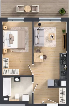 2 pokoje, mieszkanie 39,72 m², piętro 1, oferta nr A/28, Osiedle Wilno 9.2, Warszawa, Targówek, Elsnerów, ul. Rudnicka